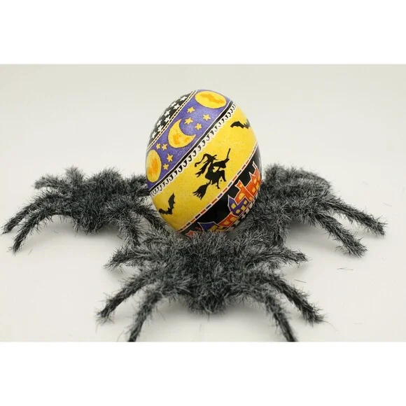 Halloween Batik Art Egg: Witches, Bats, Moon & Stars - Picture 2 of 10